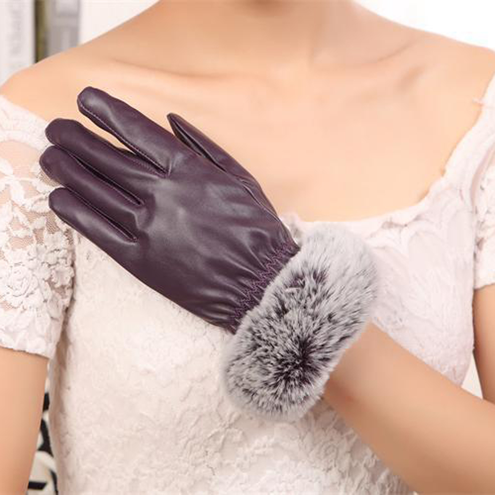 SZ60071-4 Женские зимние перчатки с сенсорным экраном из искусственной кожи с тепловой подкладкой Варежки